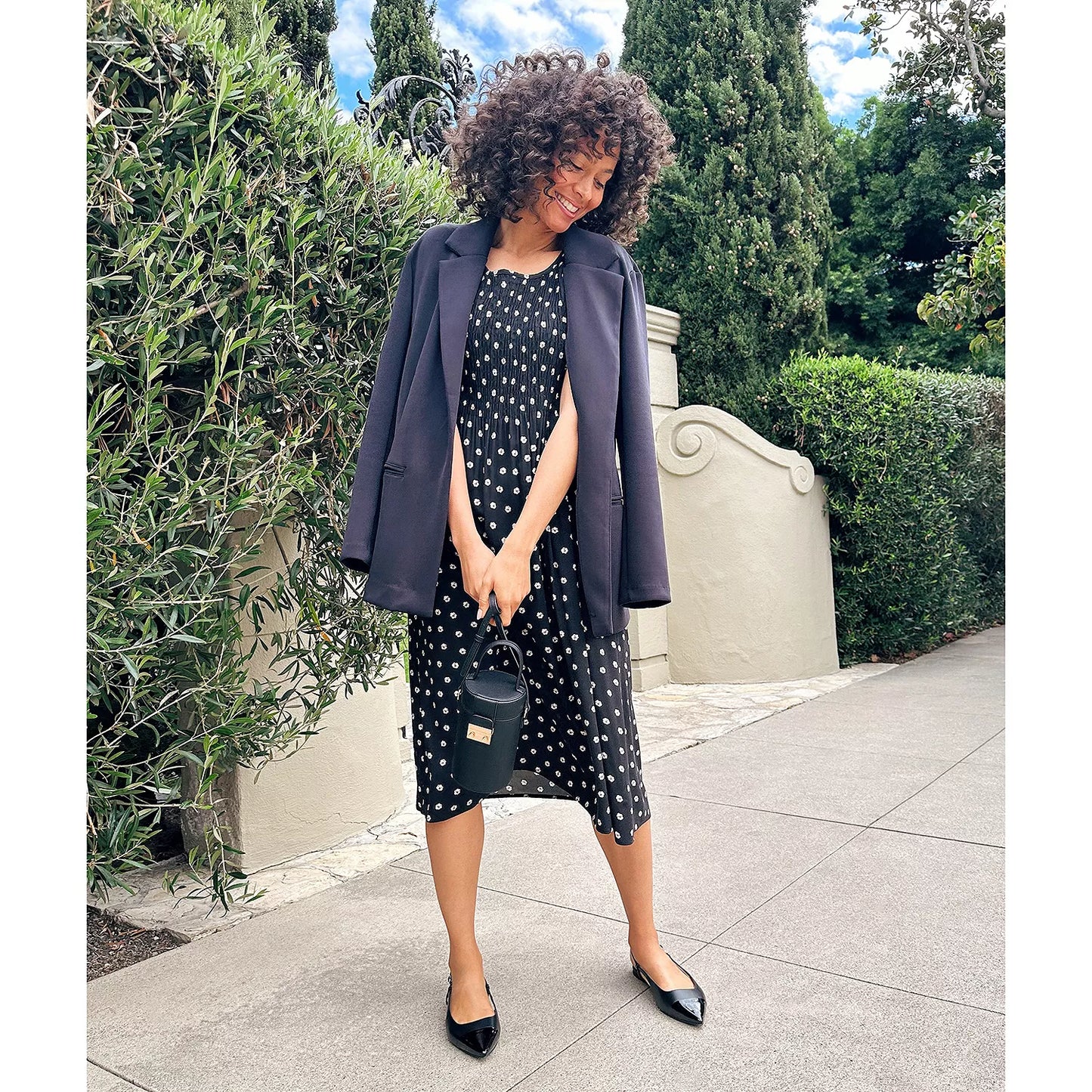 Women's Smocked Midi Dress – Elegant Casual Summer Print Dress